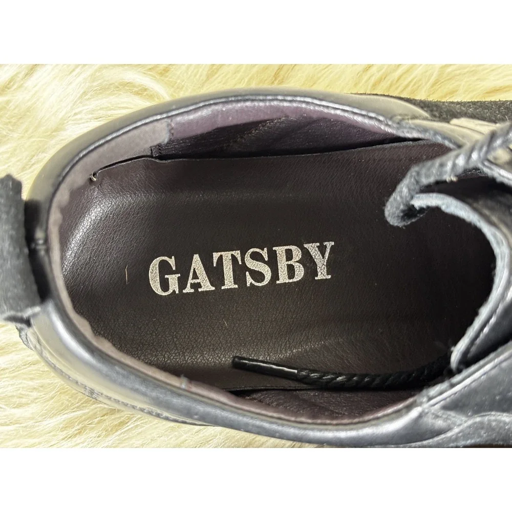 Gatsby Leather Oxford Derby Shoes Mens 9 Black Comfort Classic Lace Up